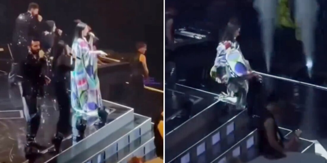 Laura Pausini sufre brutal caída en pleno concierto y rueda por las escaleras | VIDEO
