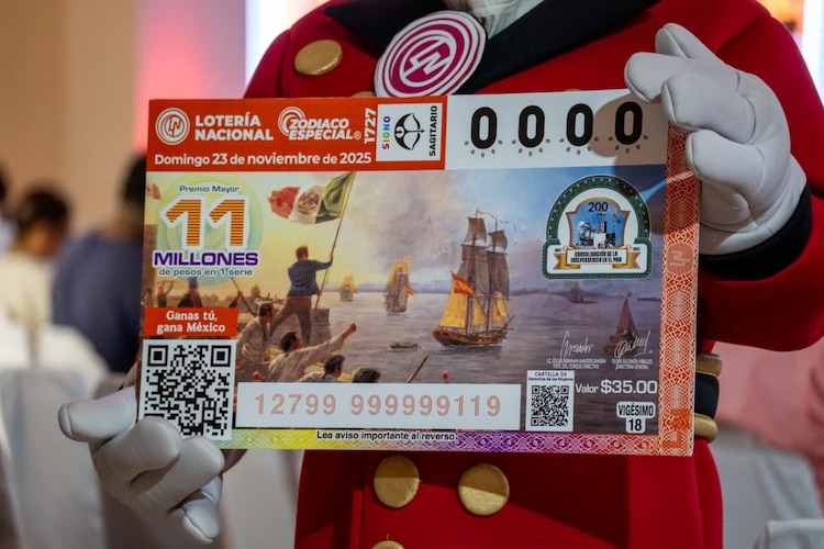 Billete del Sorteo Zodiaco Especial no. 1727, realizado este 23 de noviembre en Veracruz.