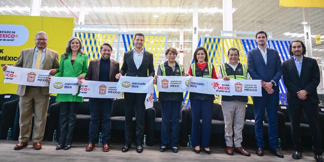Delfina Gómez inaugura en Edomex el Cross Dock más grande de América Latina de Mercado Libre.
