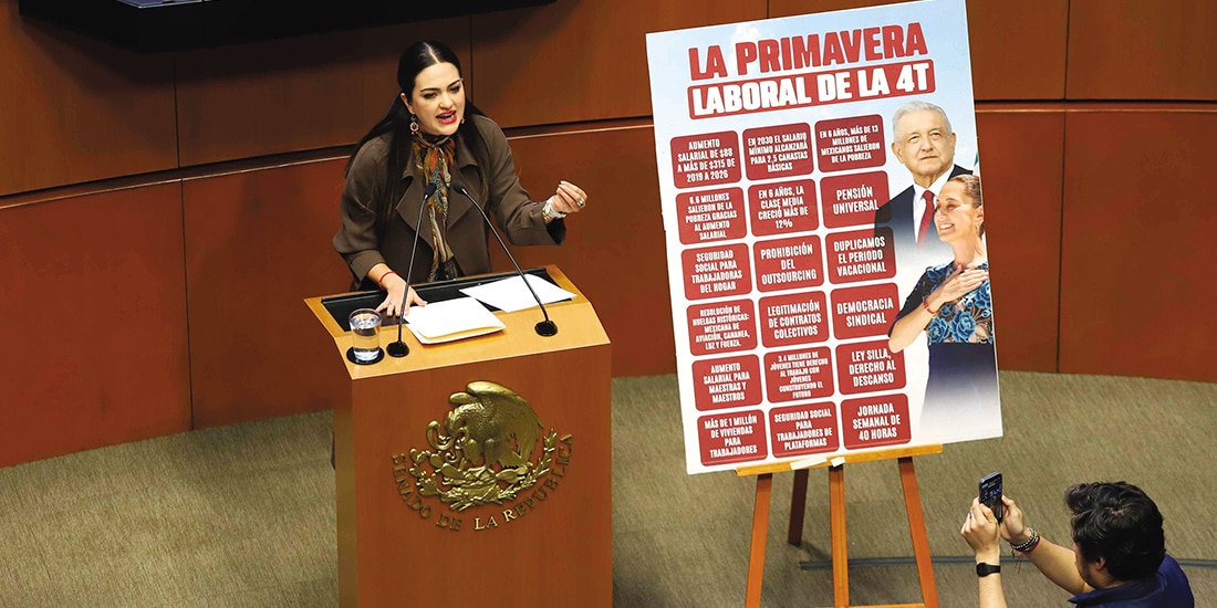 La senadora Andrea Chávez, ayer, en la tribuna del Congreso.