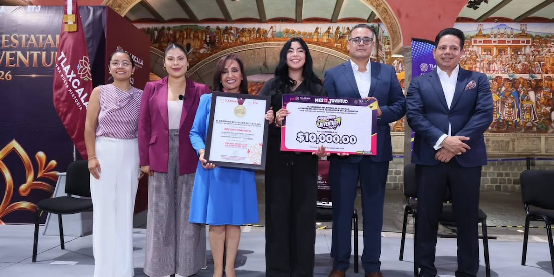 La gobernadora de Tlaxcala, Lorena Cuéllar Cisneros, encabezó la ceremonia de premiación desde el Palacio de Gobierno.