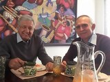 El presidente y Alfonso Romo en la comida de despedida, ayer.