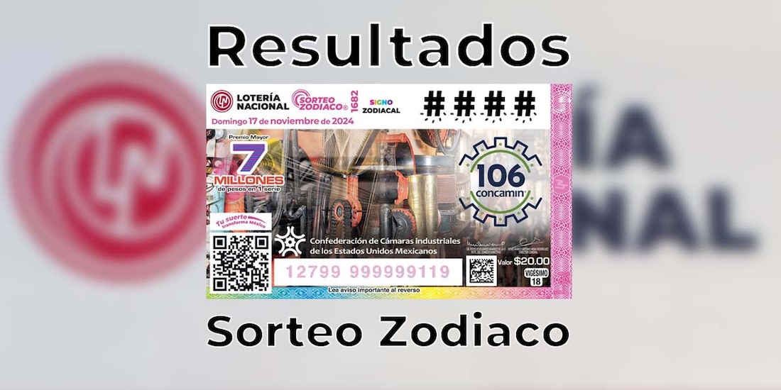 Resultados Sorteo Zodiaco 1682 del 17 de noviembre del 2024 de Lotería Nacional.
