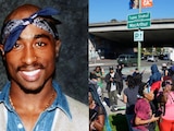 Fans de Tupac Shakur se reúnen en la calle que lleva el nombre del cantante, en Oakland, California, en 2023