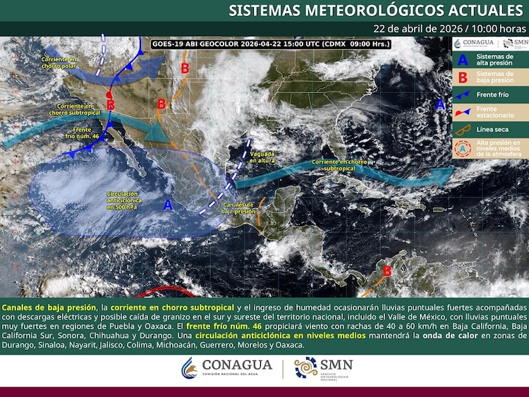 Sistemas meteorológicos actuales 23 de abril