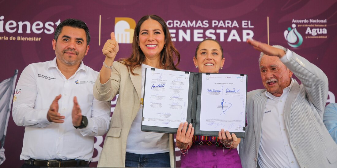 Libia Dennise, gobernadora de Guanajuato, y la Presidenta Claudia Sheinbaum firmaron un convenio para tecnificar los sistemas de riego del campo estatal.