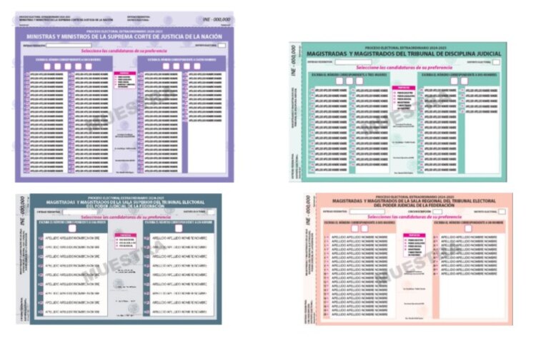 Así es el diseño de las boletas aprobadas por el INE para la elección judicial.