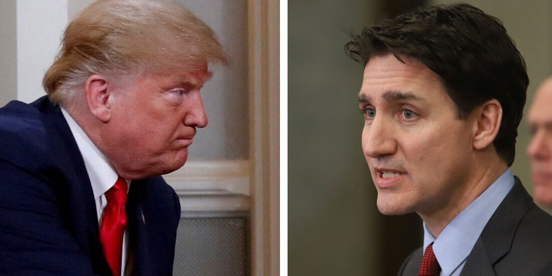 Donald Trump, presidente de EU y Justin Trudeau, primer ministro de Canadá
