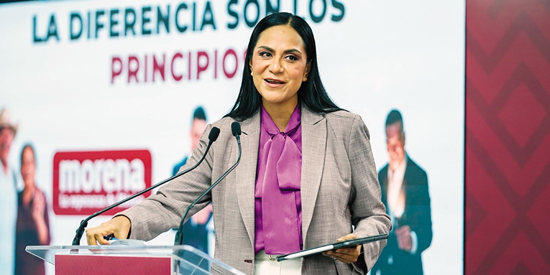ARIADNA Montiel, líder de Morena, ayer.