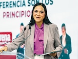 ARIADNA Montiel, líder de Morena, ayer.