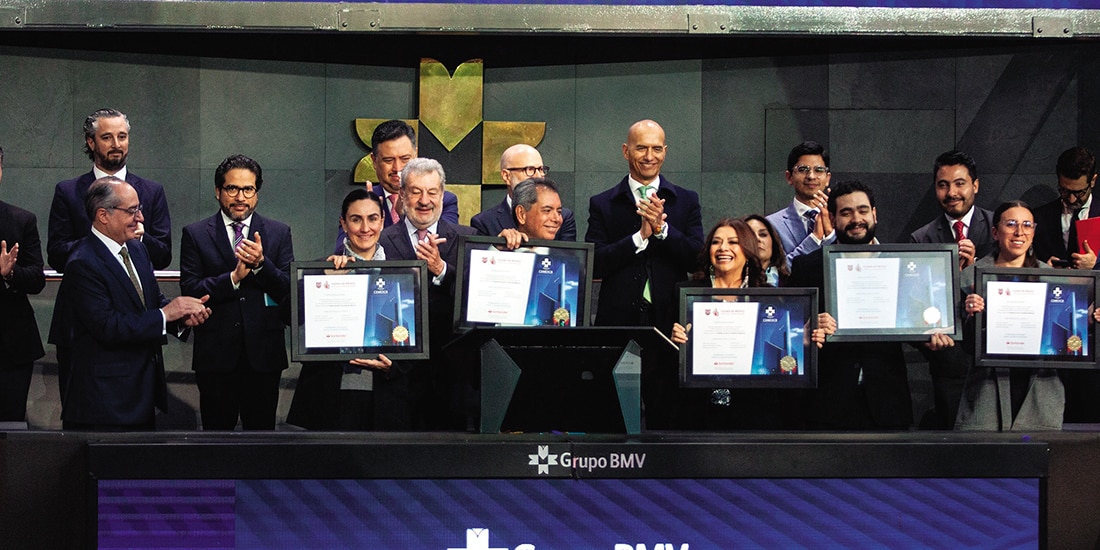 La Jefa de Gobierno de la CDMX, ayer, en la BMV