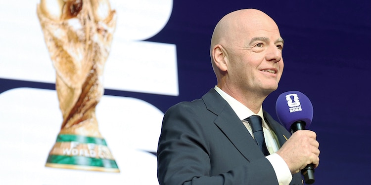 El directivo italiano, en una conferencia de prensa, en junio, previo al arranque del Mundial.