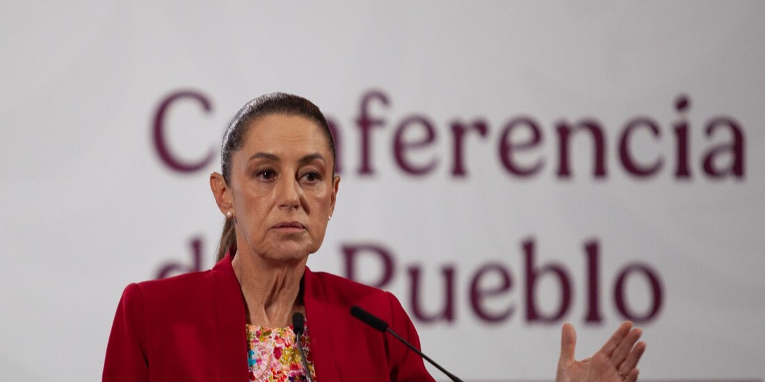 Claudia Sheinbaum, presidenta de México durante conferencia matutina en Palacio Nacional