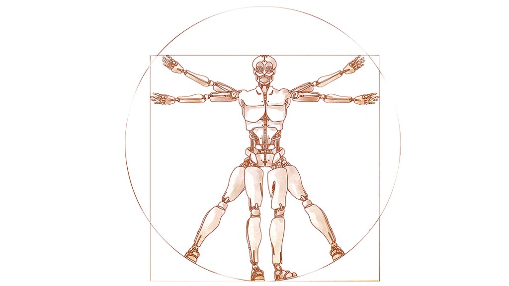 Imagen basada en Hombre de Vitruvio de Leonardo Da Vinci.