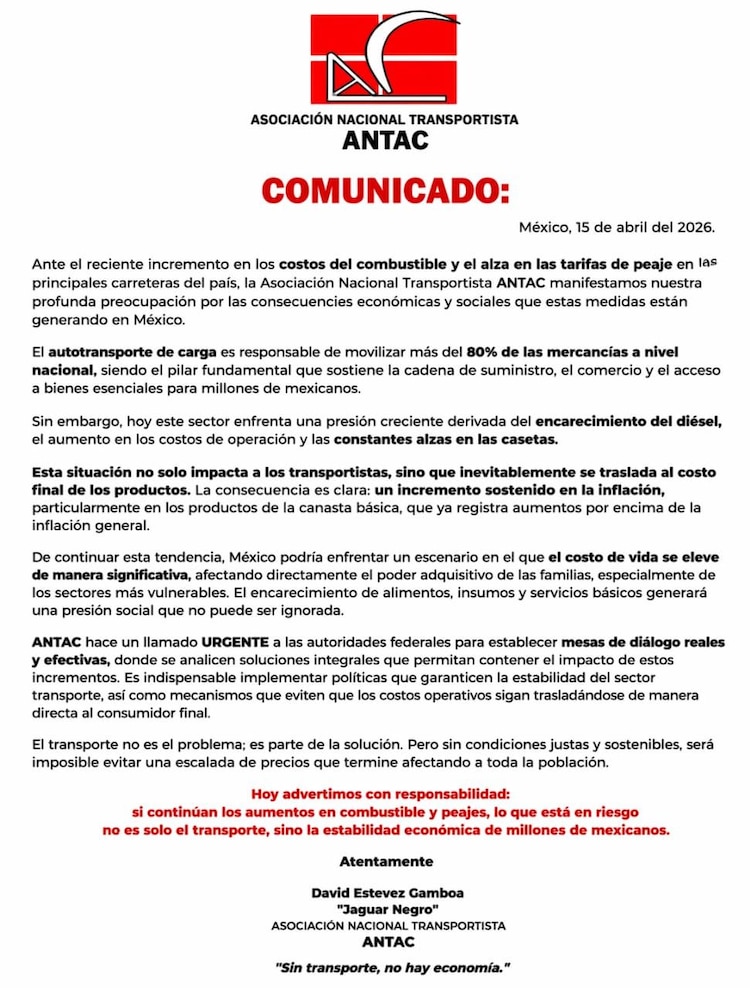 Comunicado de ANTAC.