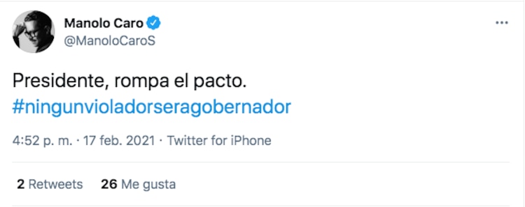 Al llamado se unió el director Manolo Caro.