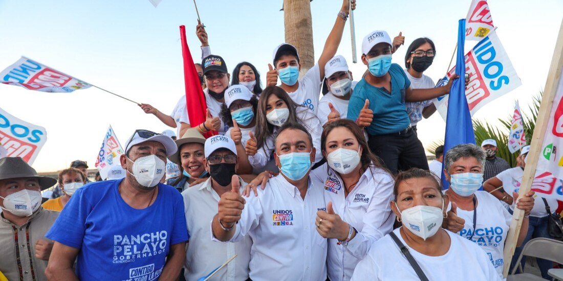 Francisco Pelayo, Edith Aguilar y los candidatos de la alianza Unidos Contigo cerraron campaña en Mulegé.