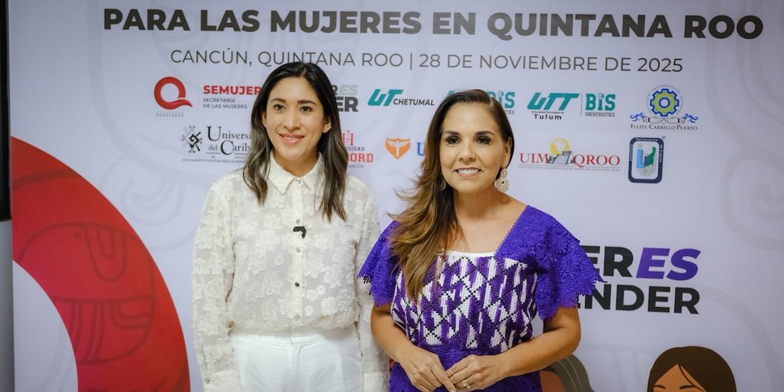 Mara Lezama, gobernadora de Quintana Roo, y Esther Burgos Jiménez, titular de Semujeres.