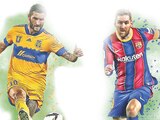 André Pierre-Gignac (izq.) foráneos más valiosos en México, Lionel Messi (der.) forasteros mejor tasados en España