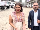 La Jefa de Gobierno, Clara Brugada, y el secretario de Obras, Raúl Basulto.