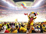 Aficionados de Ecuador en el duelo inaugural de la Copa del Mundo Qatar 2022.