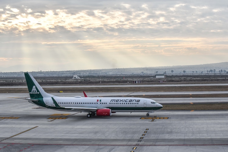 Aeronave de Mexicana de Aviación, en el AIFA, en 2023.