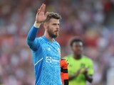 David de Gea tras el partido del Manchester United ante el Brentford en el Gtech Community Stadium en Londres.