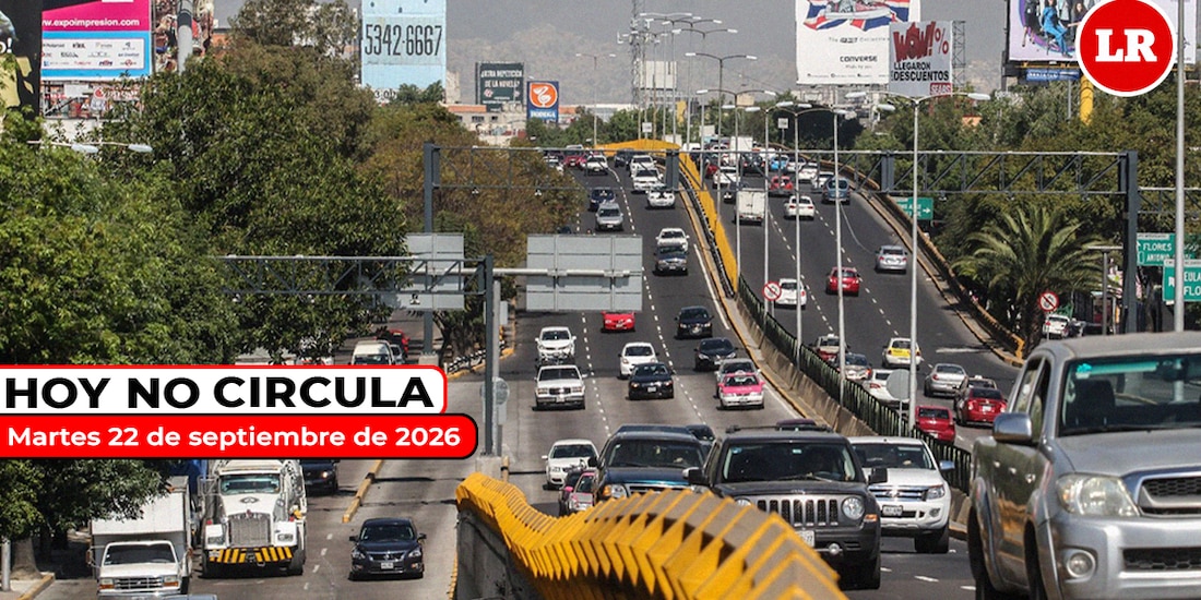 Conoce qué vehículos no circulan este martes 22 de septiembre de 2026.