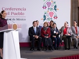 Claudia Sheinbaum este viernes en Palacio Nacional.