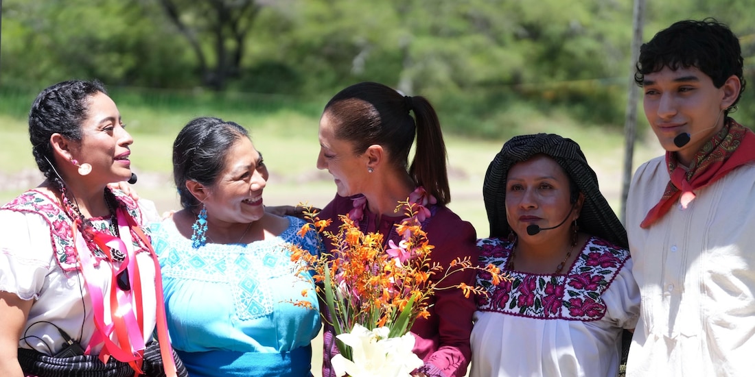 Presidenta Claudia Sheinbaum durante supervisión del Plan General Lázaro Cárdenas en Oaxaca.