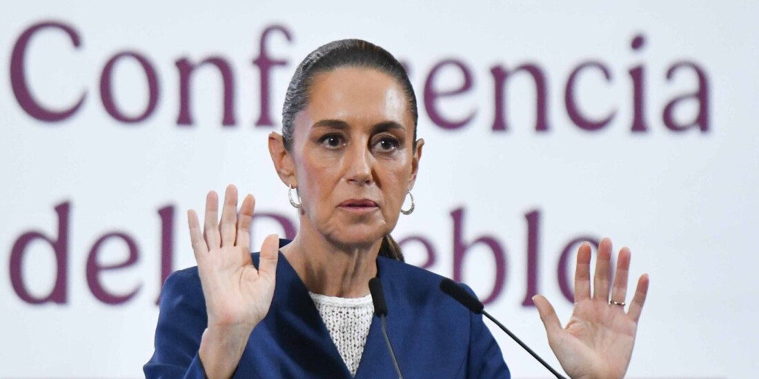 La Presidenta Claudia Sheinbaum, ayer, en conferencia de prensa desde Palacio Nacional.