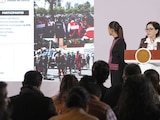 La Presidenta Claudia Sheinbaum y la titular de Protección Civil, ayer.