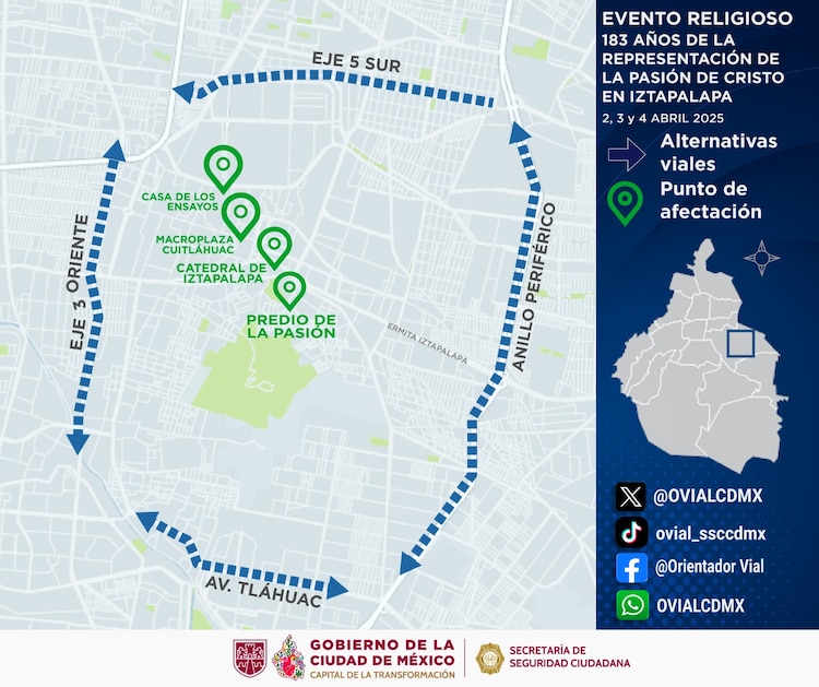 Operativo de seguridad con motivo de la representación de la Pasión, Muerte y Resurrección de Cristo en Iztapalapa.