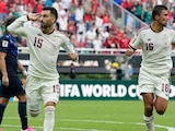 Álex Baena celebrando su gol ante Uruguay.