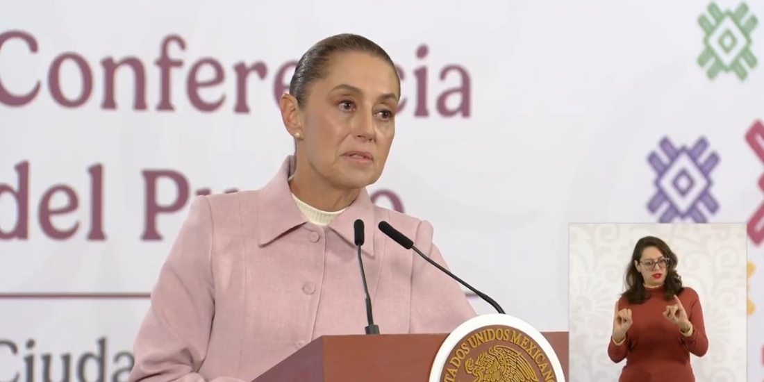 La presidenta Claudia Sheinbaum en conferencia.