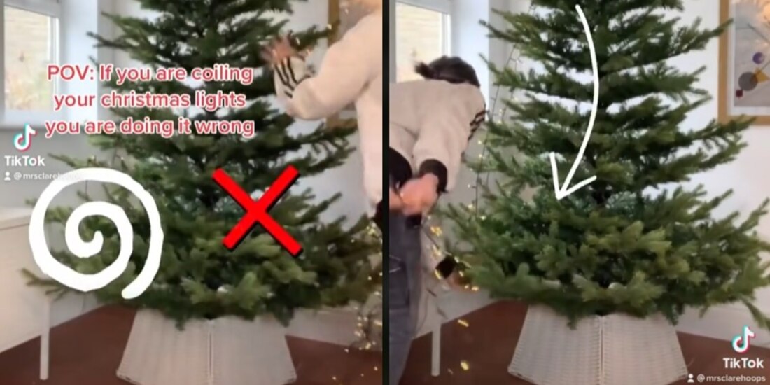 Mujer comparte en TikTok una técnica sencilla para decorar el árbol de Navidad