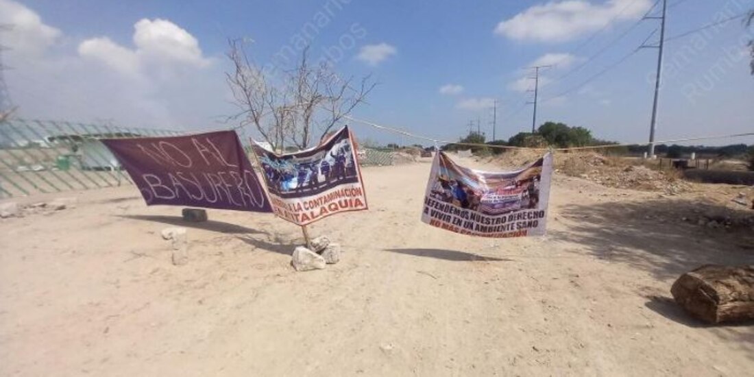 Entrada al predio en donde se ubica el relleno sanitario al que se oponen activistas y pobladores.