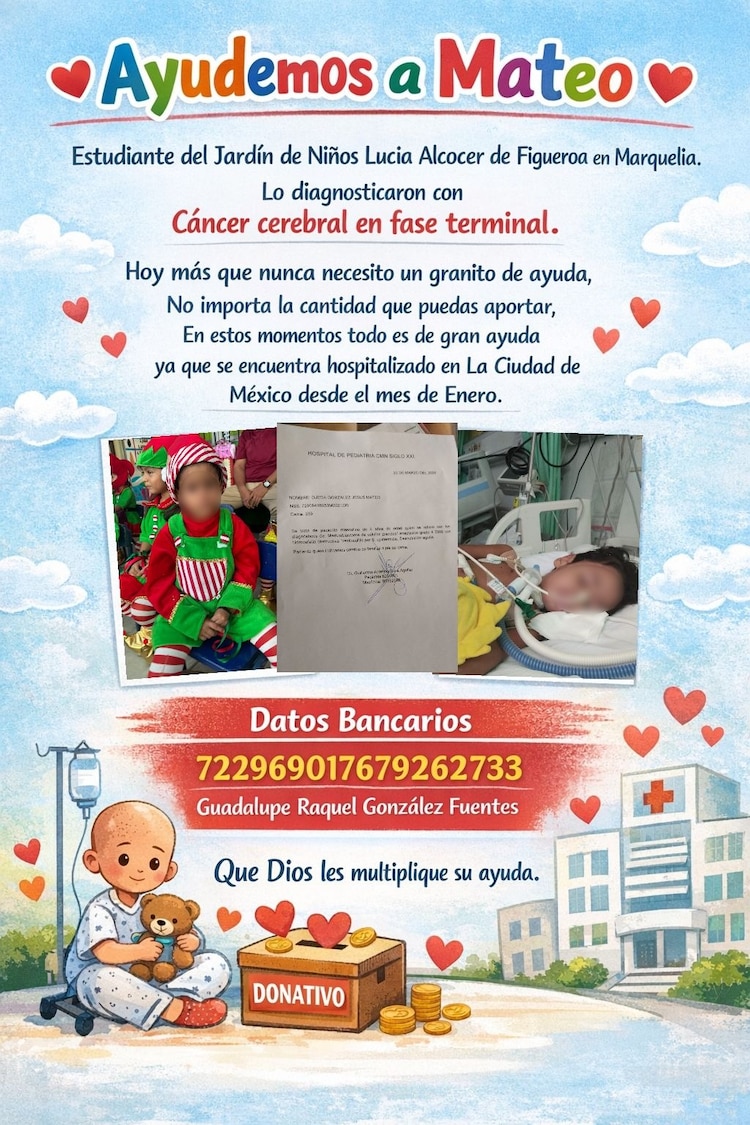 Piden donaciones para Mateo, menor originario de Marquelia, Guerrero.