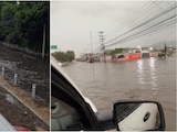 Lluvias provocan inundación en la vía José López Portillo, en Tultitlán, Estado de México.