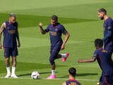 Kylian Mbappé durante un entrenamiento con el PSG.