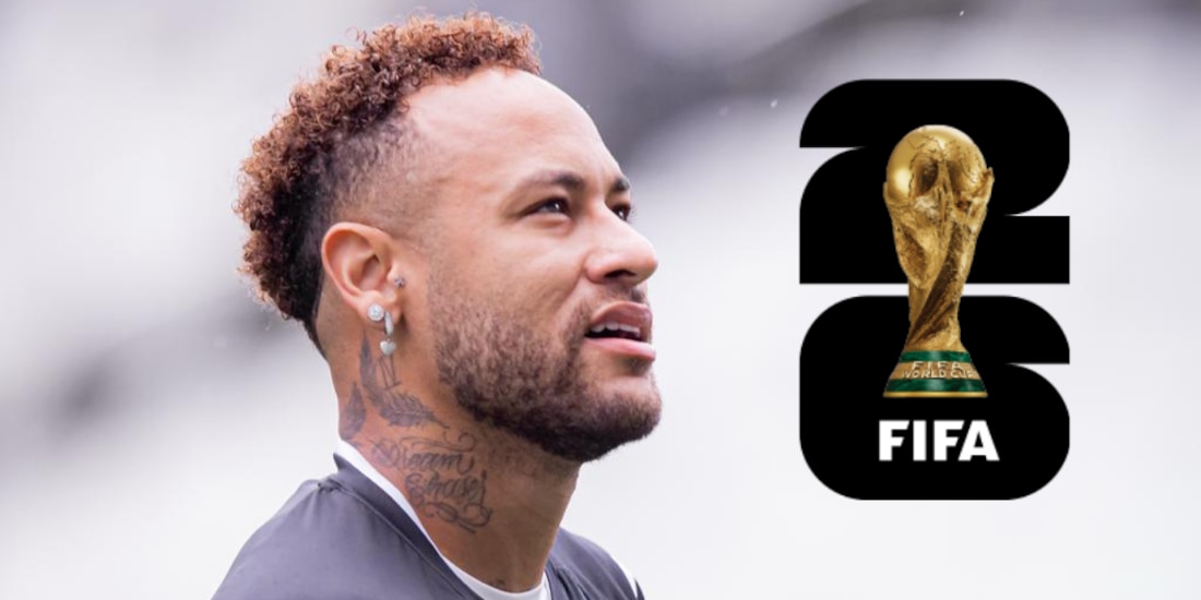 Neymar Jr. en el calentamiento con el Santos de Brasil.