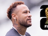 Neymar Jr. en el calentamiento con el Santos de Brasil.
