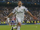 Javier "Chicharito" Hernández festeja un gol con el Real Madrid en la Temporada 2014-2015.