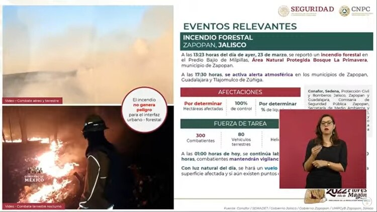Incendio en el Bosque de la Primavera, en Jalisco.
