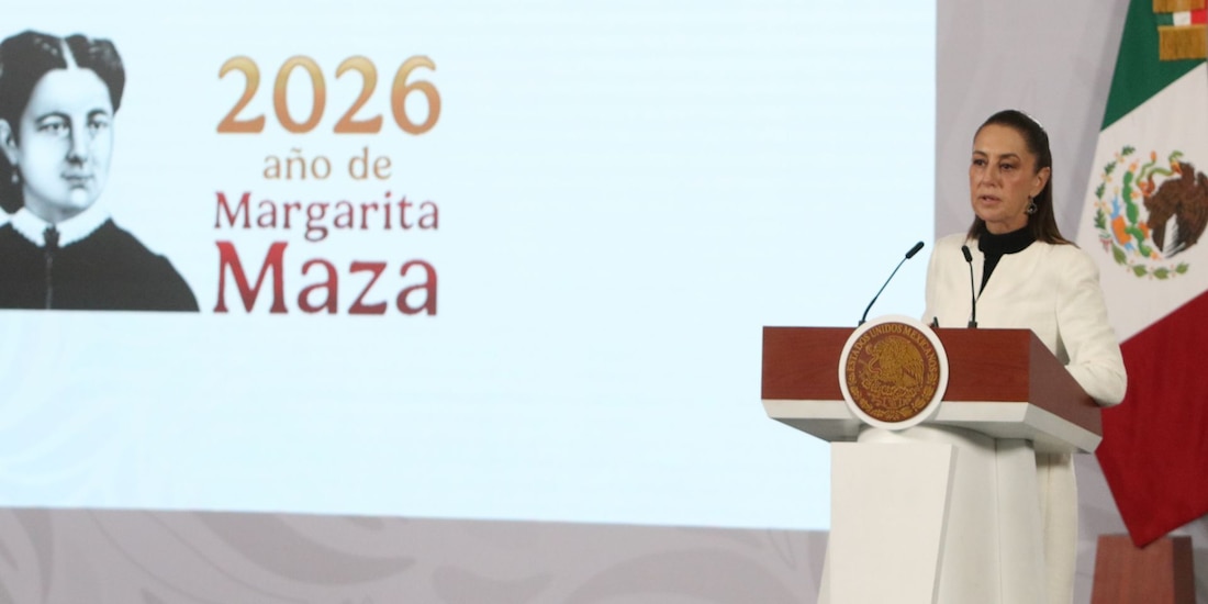 Claudia Sheinbaum Pardo, presidenta de México, en la primera conferencia matutina del 2026