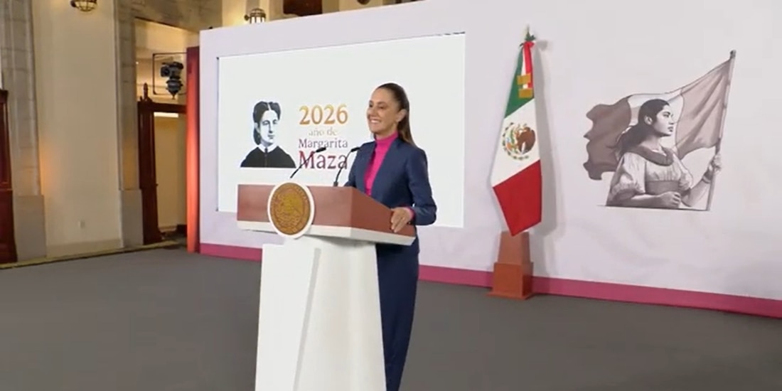 Claudia Sheinbaum, este miércoles en Palacio Nacional.