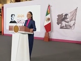 Claudia Sheinbaum, este miércoles en Palacio Nacional.