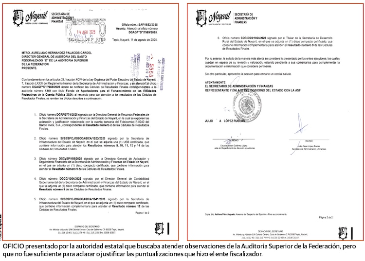 Oficio presentado por la autoridad estatal que buscaba atender observaciones de la Auditoría Superior de la Federación, pero que no fue suficiente para aclarar o justificar las puntualizaciones que hizo el ente fiscalizador.