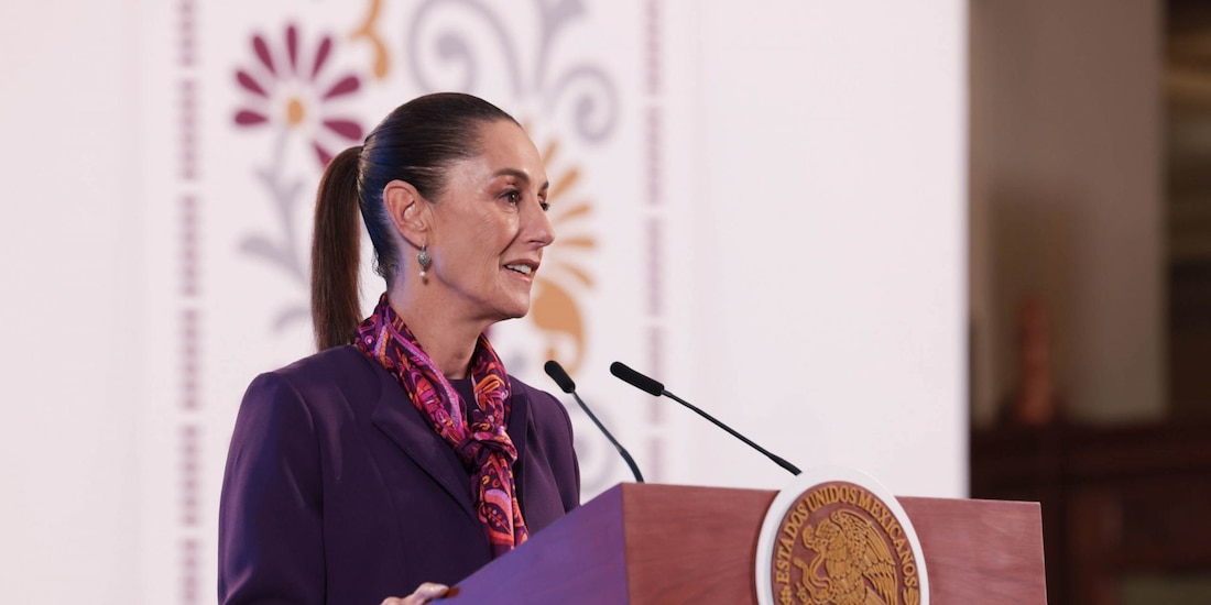 La Presidenta Claudia Sheinbaum Pardo durante la Mañanera del Pueblo