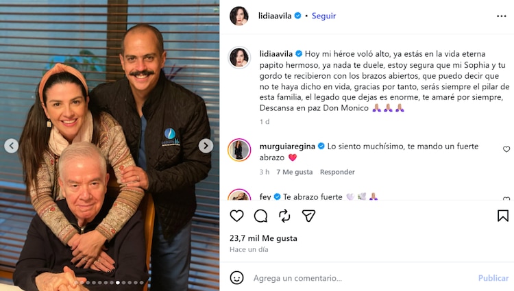 Lidia Ávila publica un mensaje de despedida para su papá
